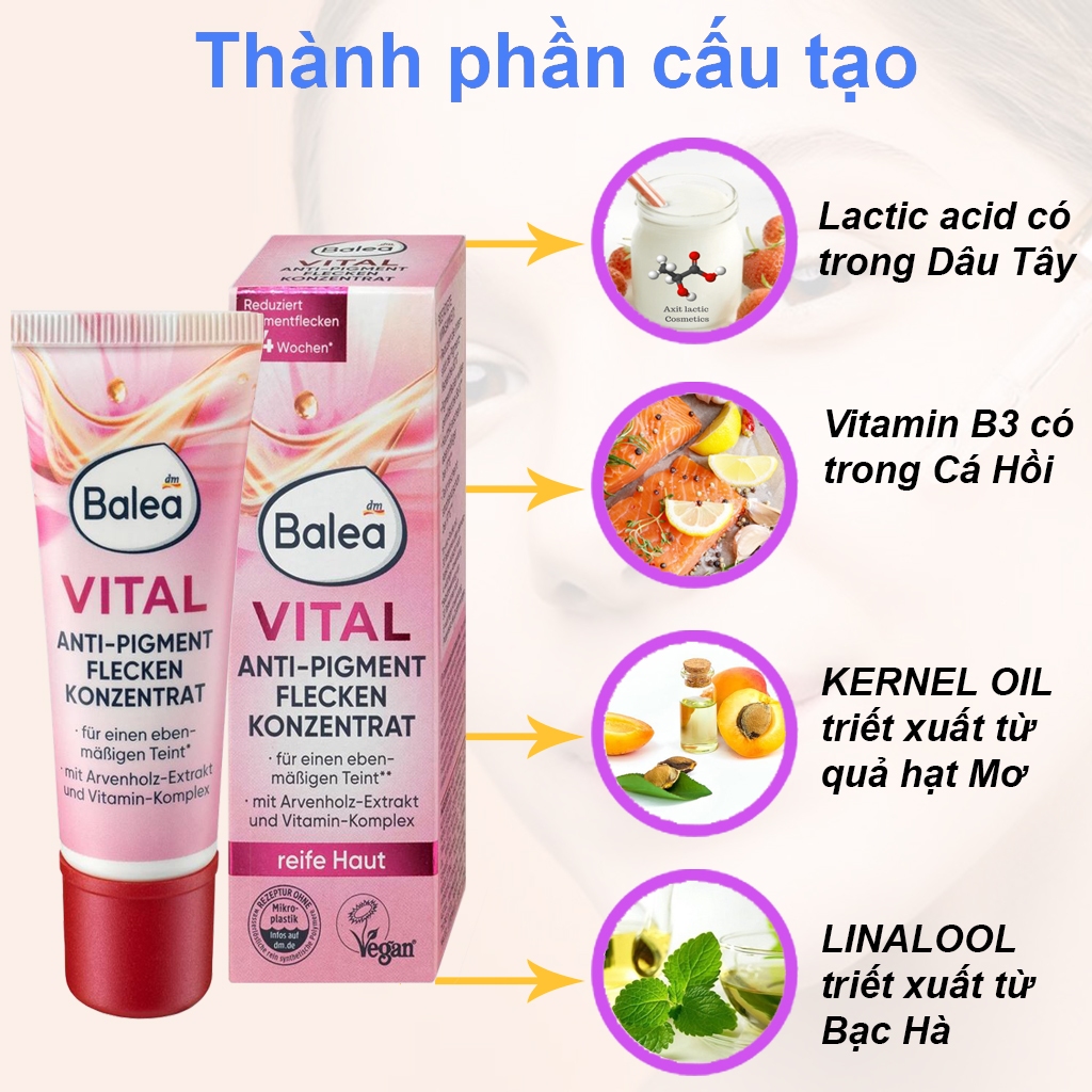 Kem nám tàn nhang Balea tinh chất vitamin C dưỡng da mờ nám giảm vết thâm làm sáng da
