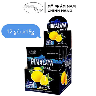 (HSD 10/2025) Hộp 12 gói Kẹo ngậm Himalaya Salt hương chanh muối bạc hà the mát gói 15g Extra Cool Mint Candy Lemon