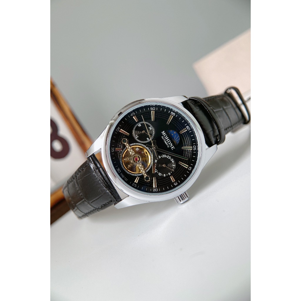 Đồng hồ nam MOHDNE cơ lộ máy chạy full 5 kim với thiết kế sang trọng trẻ trung, toàn thân thép không gỉ Naiwatch