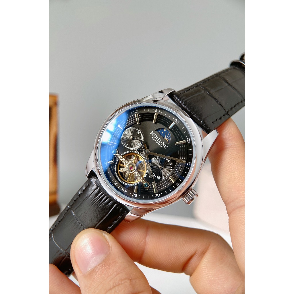 Đồng hồ nam MOHDNE cơ lộ máy chạy full 5 kim với thiết kế sang trọng trẻ trung, toàn thân thép không gỉ Naiwatch