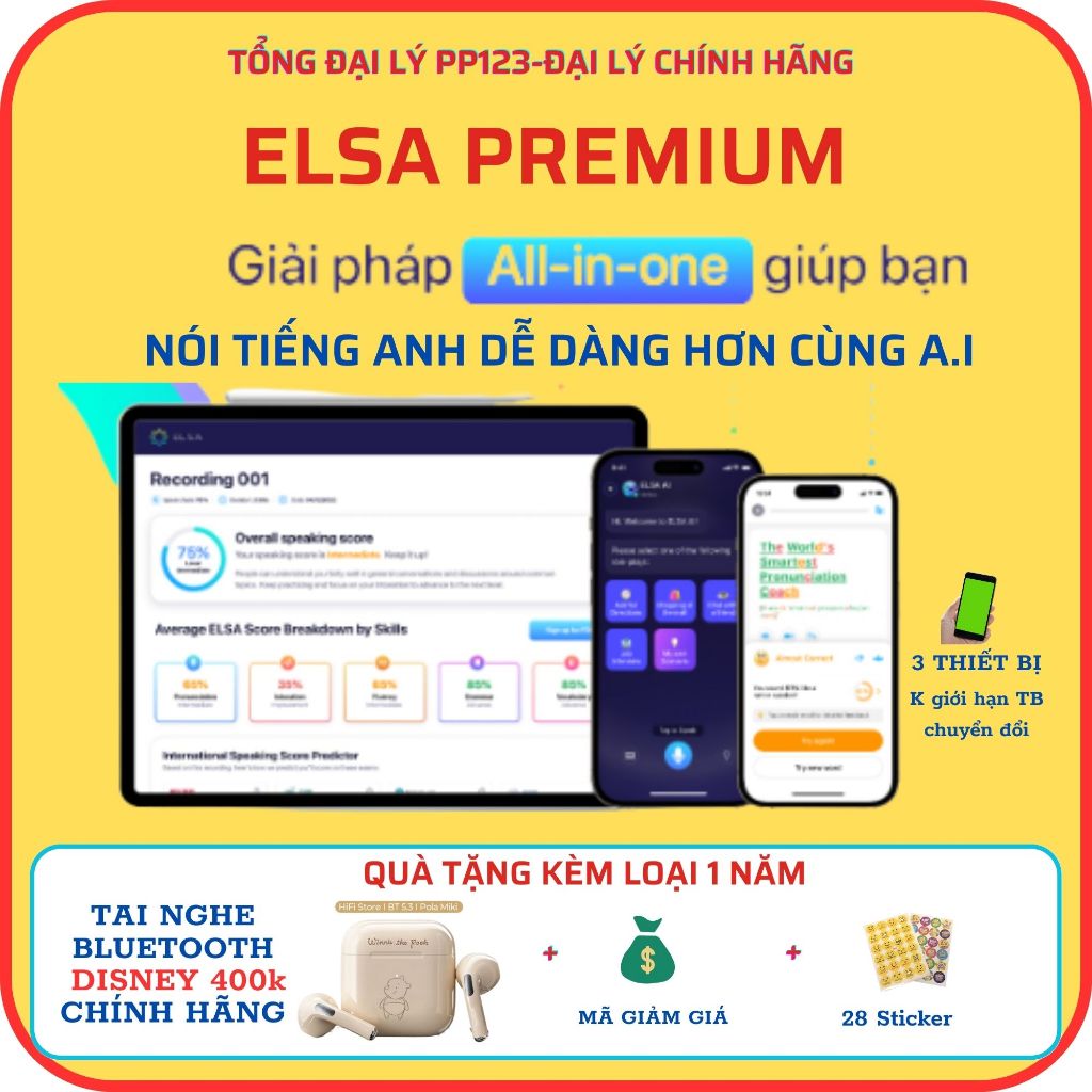 ELSA Premium Trọn bộ bao gồm ELSA Pro, ELSA AI và Speech Analyzer