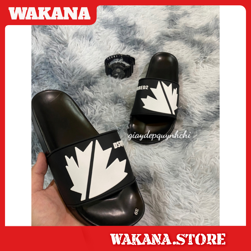 Dép lê thời trang quai ngang nam đẹp lá đen. Hàng full size từ 37-43