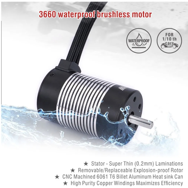 Surpass hobby Rocket Waterproof  3660 4300KV Brushless Motor for 1/10 1/12 RC Car WLtoy 12428 144001