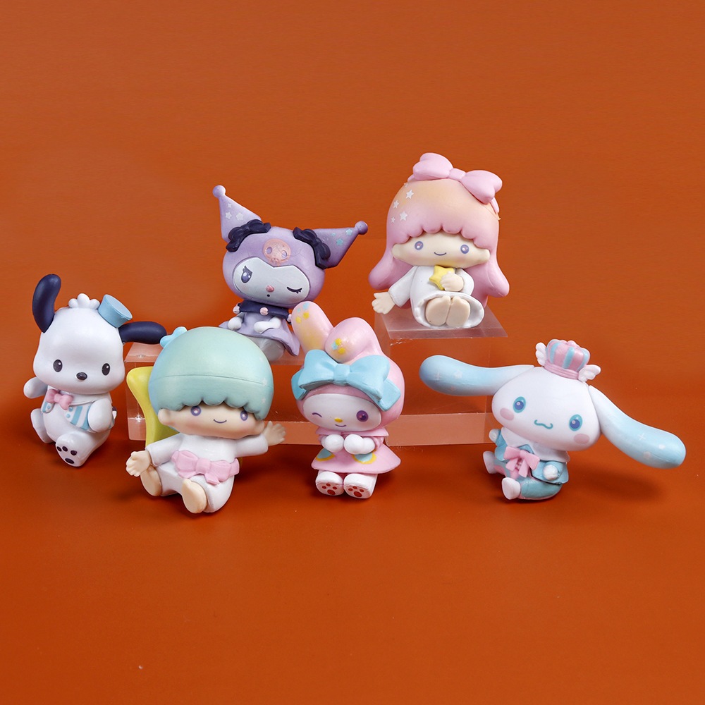 Sanrio anime, búp bê mô hình ngựa bập bênh. Bộ sưu tập nhân vật Sanrio cưỡi ngựa đáng yêu. Mô hình trang trí Sanrio