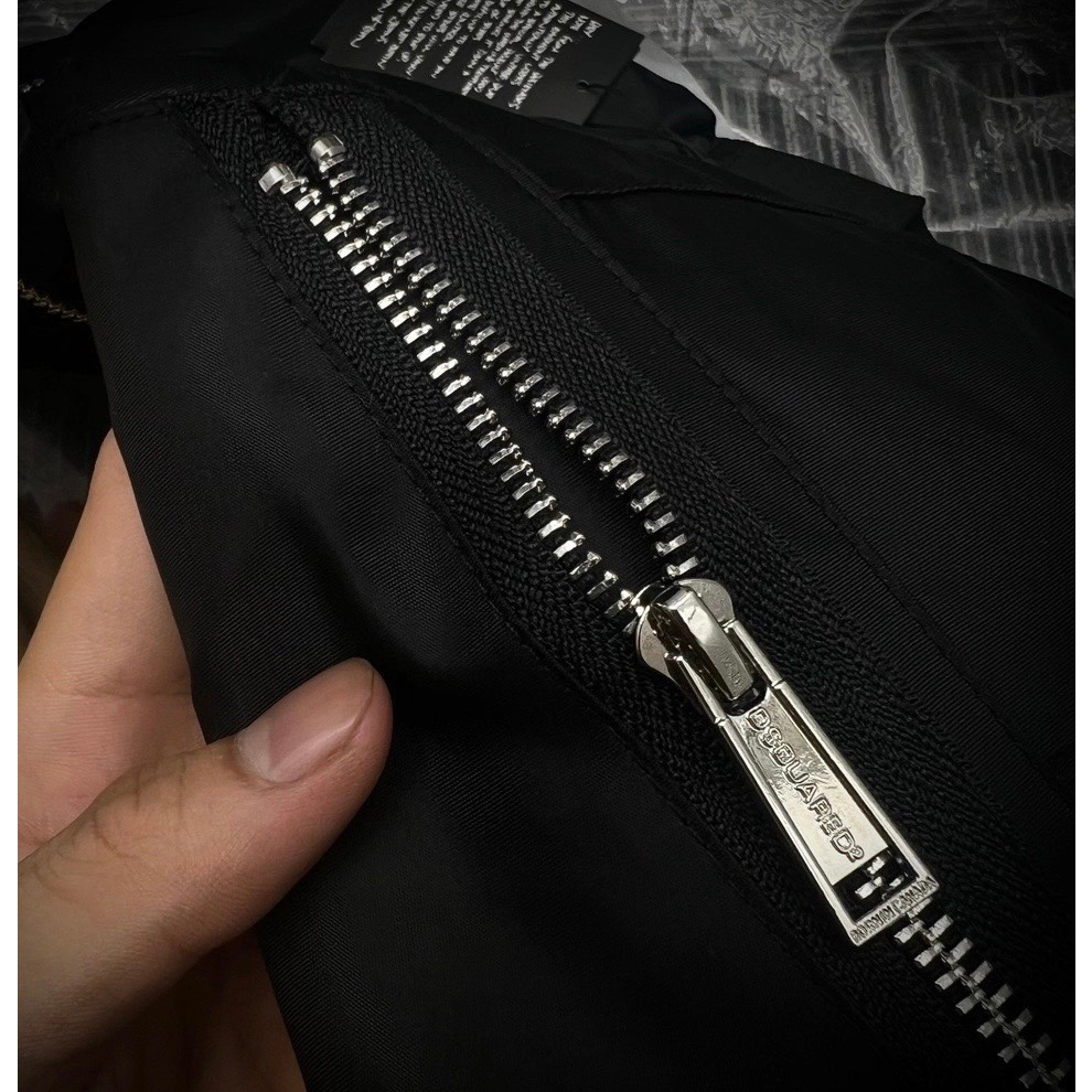 Áo khoác bomber nam DSQ chữ thêu mix khóa cao cấp_Áo khoác nam 2 lớp cao cấp cháy phố 2023