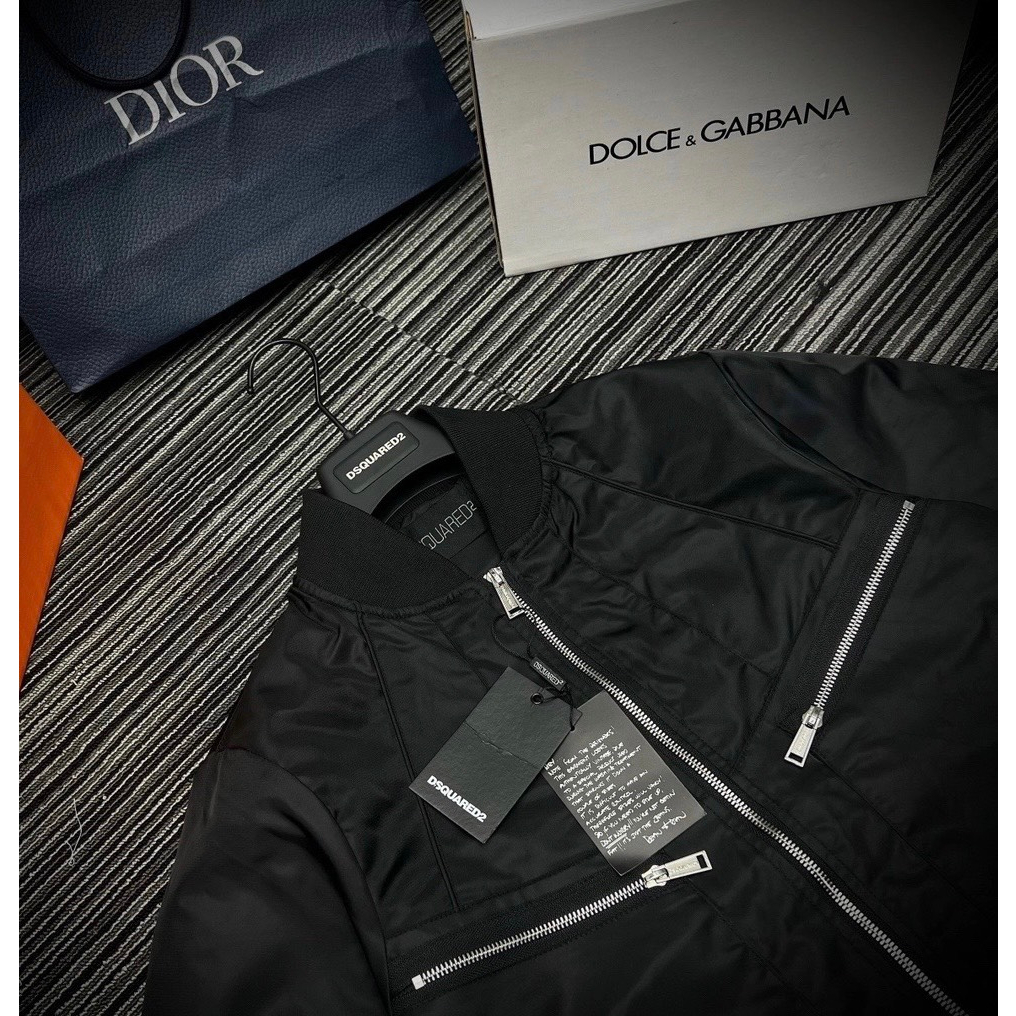 Áo khoác bomber nam DSQ chữ thêu mix khóa cao cấp_Áo khoác nam 2 lớp cao cấp cháy phố 2023