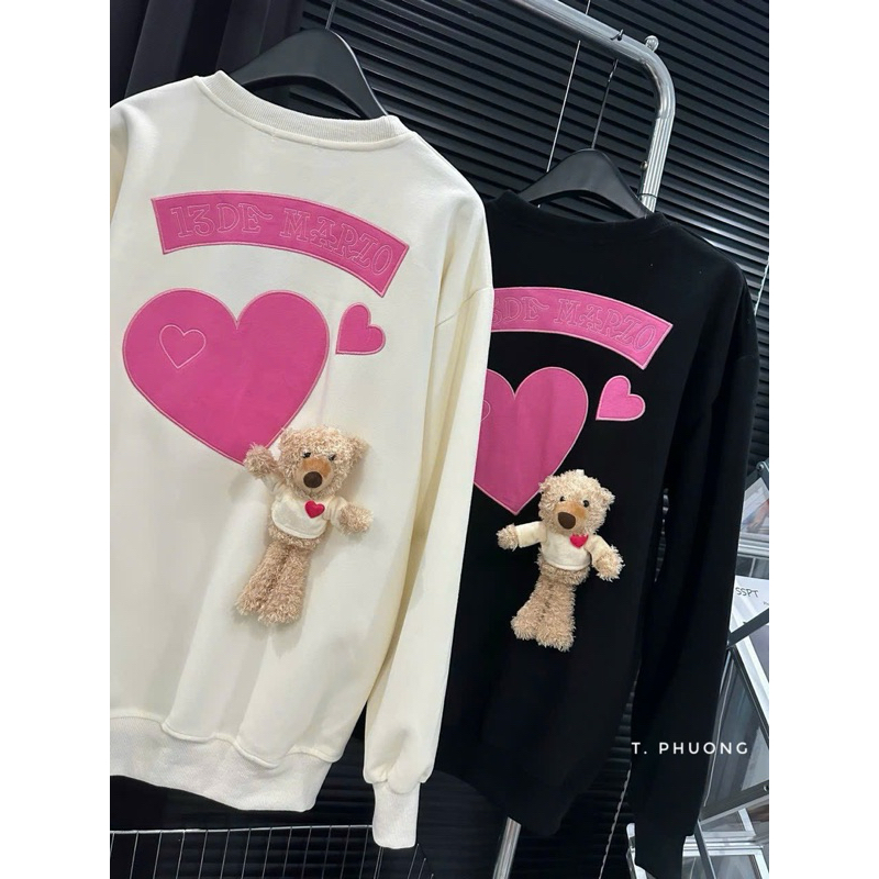 Áo sweater nỉ 13 de m@rz0 thêu kèm gấu form chuẩn hàng QC L1 new