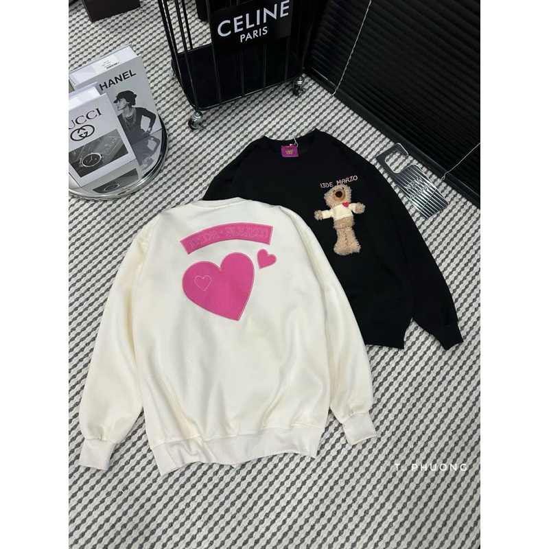 Áo sweater nỉ 13 de m@rz0 thêu kèm gấu form chuẩn hàng QC L1 new