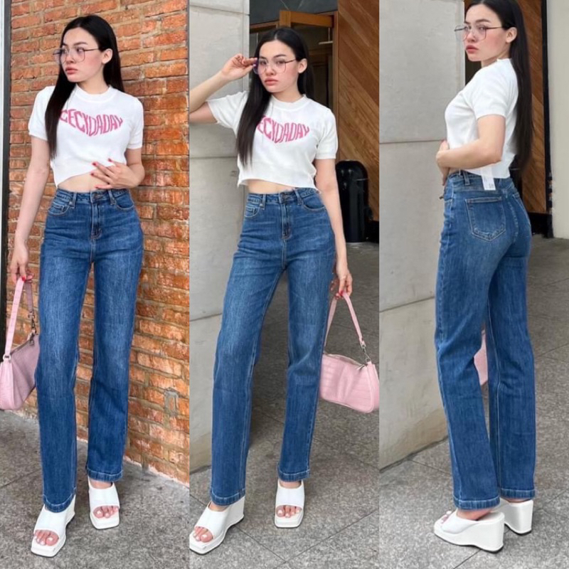 Quần Jeans Suông Culottes Dáng Dài Xuất Chuẩn