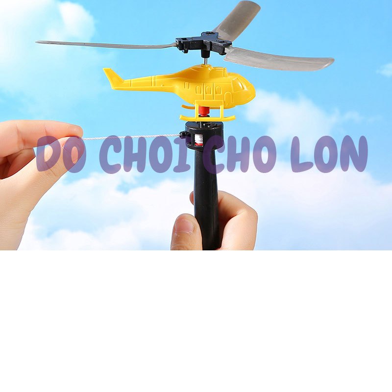 Đồ chơi máy bay kéo dây có tay cầm đồ chơi chong chóng ngoài trời trẻ em