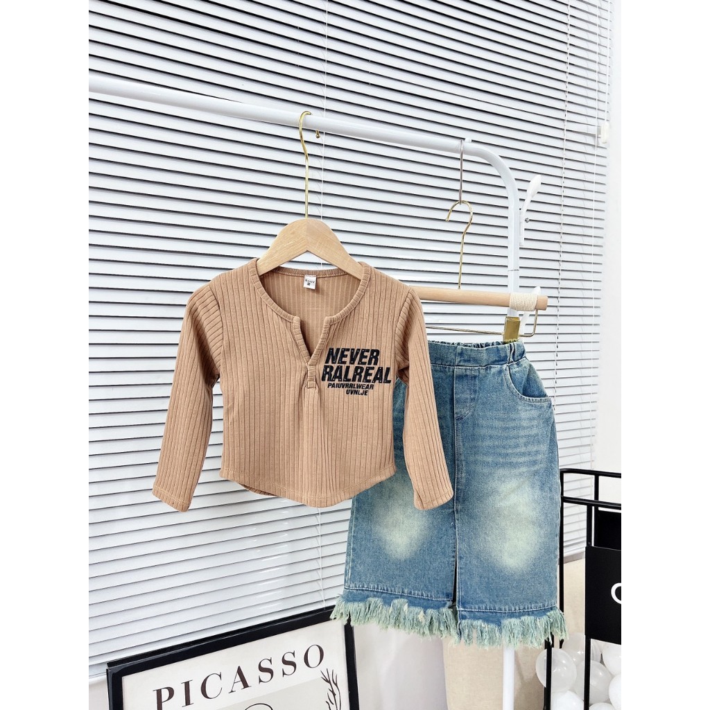 10-30KG ÁO TĂM ĐŨ LẠNH KÈM CHÂN VÁY DÁNG DÀI BÉ GÁI