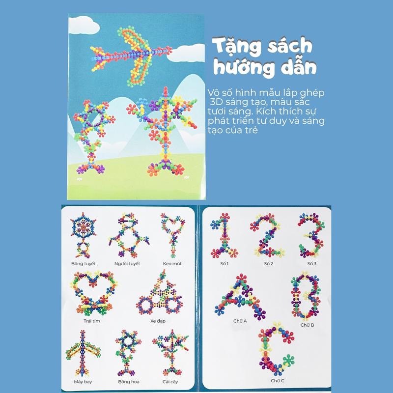 Bộ xếp hình hình hoa mai 3D 200, 400 chi tiết, mô hình lắp ráp hoa mai 3D xoay chiều tặng kèm hướng dẫn lắp ráp