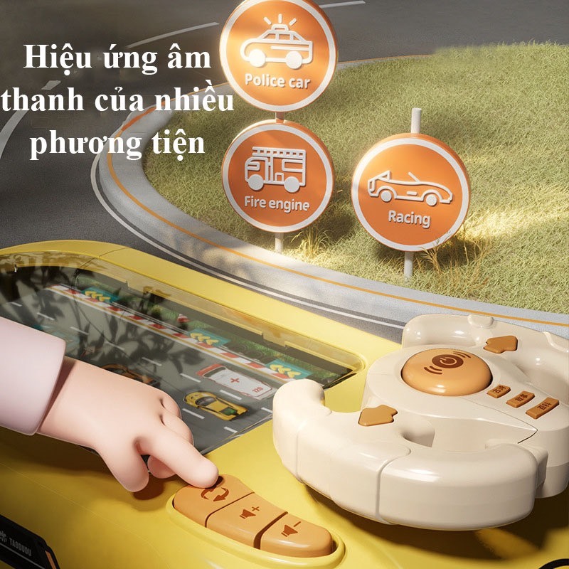 Đường đua ô tô màn hình chuyển động, có vô lăng điều khiển âm thanh vui nhộn, game ô tô đường đua bản nâng cấp