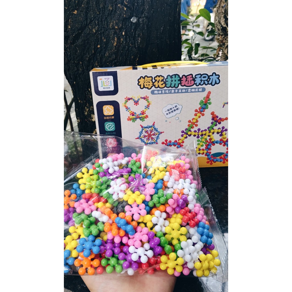 Bộ xếp hình hình hoa mai 3D 200, 400 chi tiết, mô hình lắp ráp hoa mai 3D xoay chiều tặng kèm hướng dẫn lắp ráp