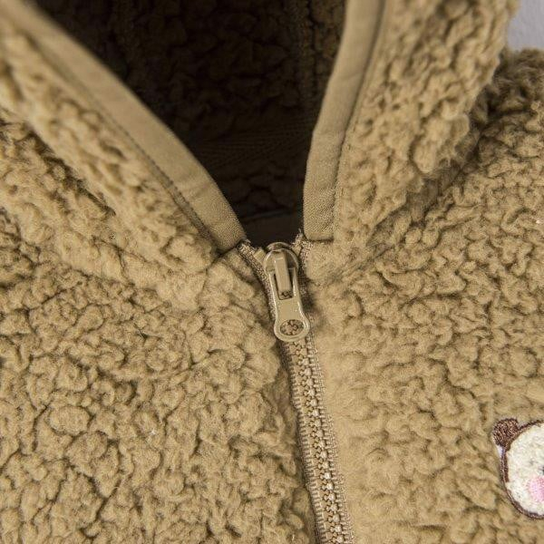 NOUS Áo khoác lông mũ tai gấu màu nâu / màu be nhạt thêu hình 6M 9M 12M 18M