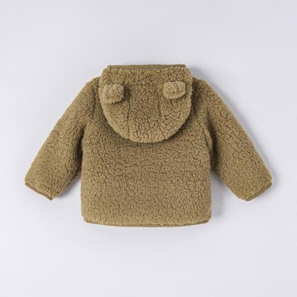 NOUS Áo khoác lông mũ tai gấu màu nâu / màu be nhạt thêu hình 6M 9M 12M 18M