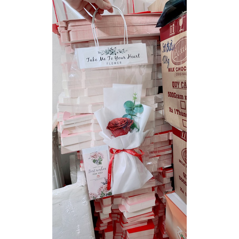 Combo hoa sáp + túi + thiệp