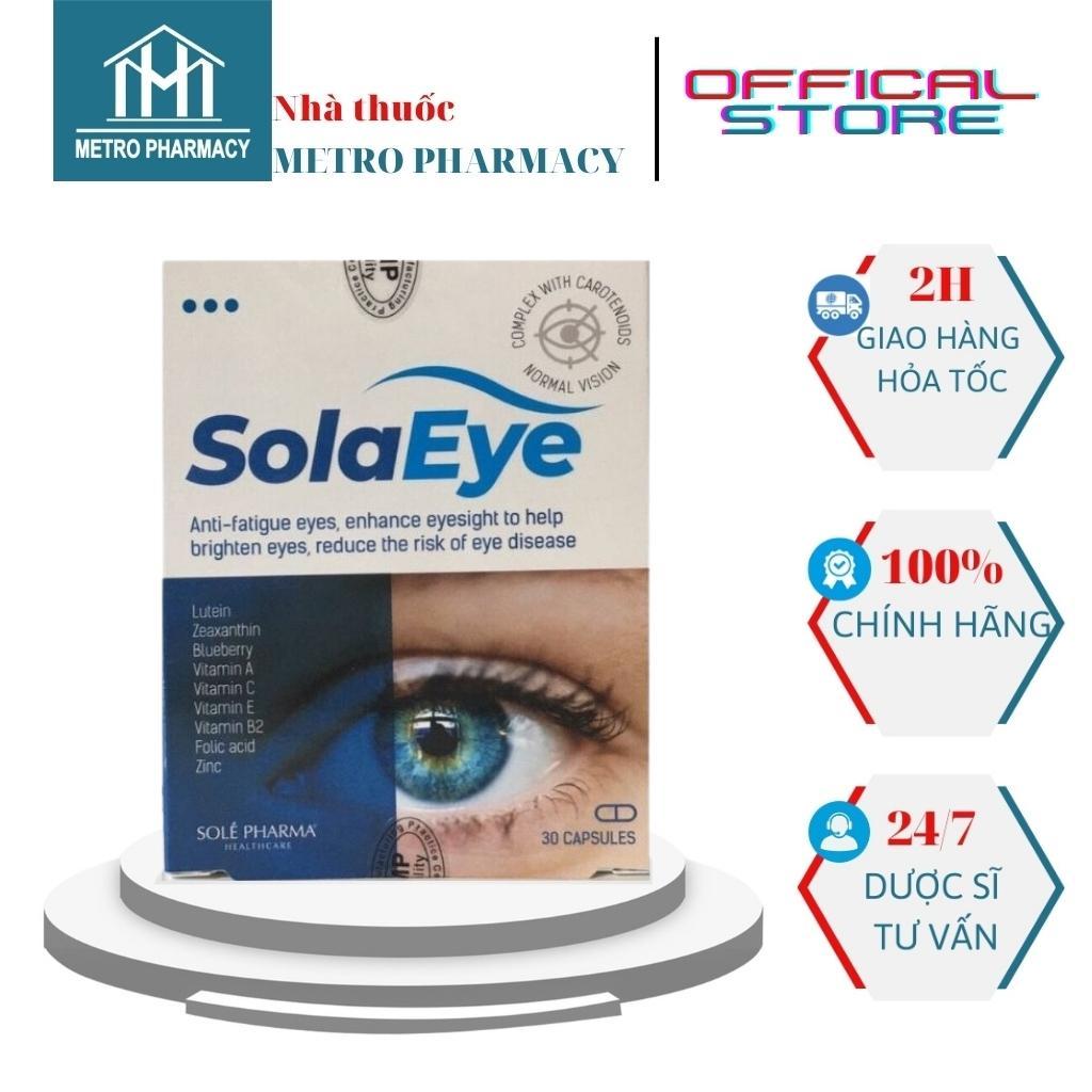 Viên uống bổ mắt SolaEye-Giúp sáng mắt, giảm khô mắt mỏi mắt, ngăn ngừa thoái hóa điểm vàng-Nhập khẩu Châu Âu-Hộp 30 vên
