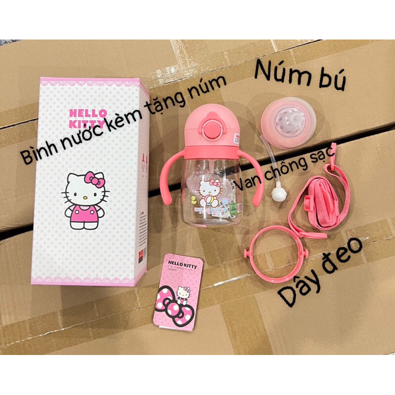 Bình sữa, bình tập hút mèo Hello kitty 2 trong 1 cho bé