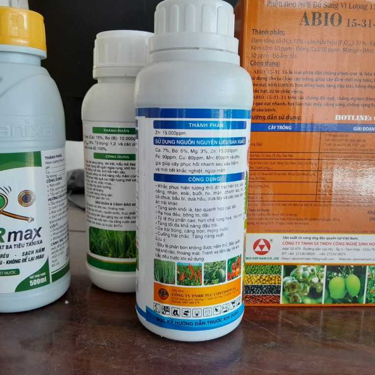 Siêu CANXI BO KẼM Phân bón lá chống rụng bông khô bông rụng trái bó trái sượng trái chai 500ml