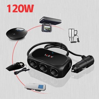 Tẩu chia sạc ô tô - 3 cổng tẩu, 2 cổng usb