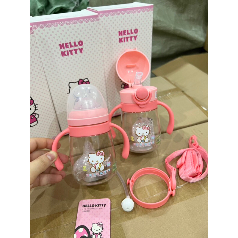 Bình sữa, bình tập hút mèo Hello kitty 2 trong 1 cho bé
