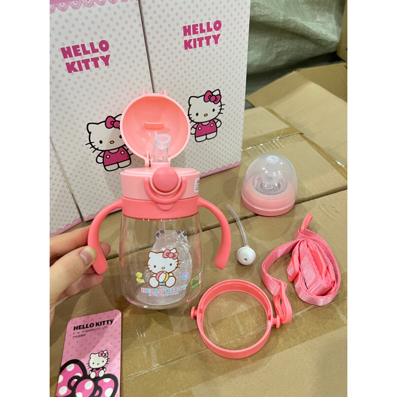 Bình sữa, bình tập hút mèo Hello kitty 2 trong 1 cho bé