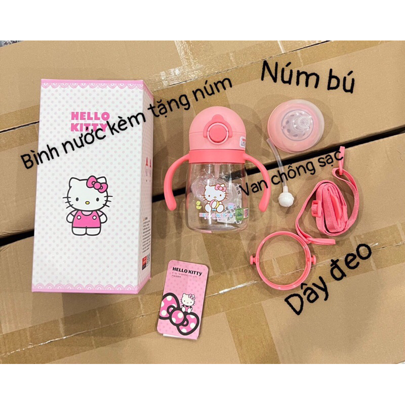 Bình sữa, bình tập hút mèo Hello kitty 2 trong 1 cho bé