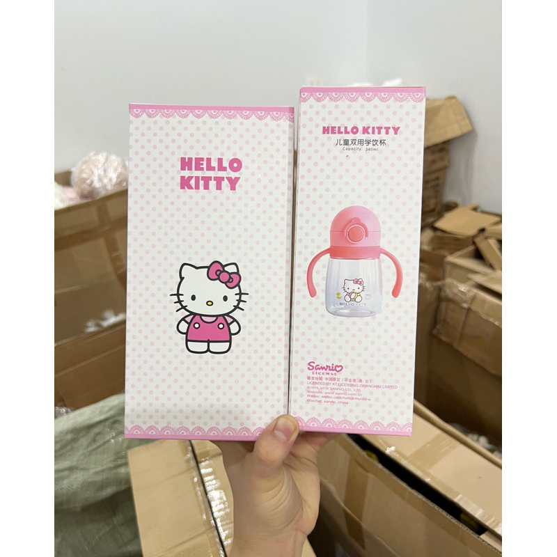 Bình sữa, bình tập hút mèo Hello kitty 2 trong 1 cho bé