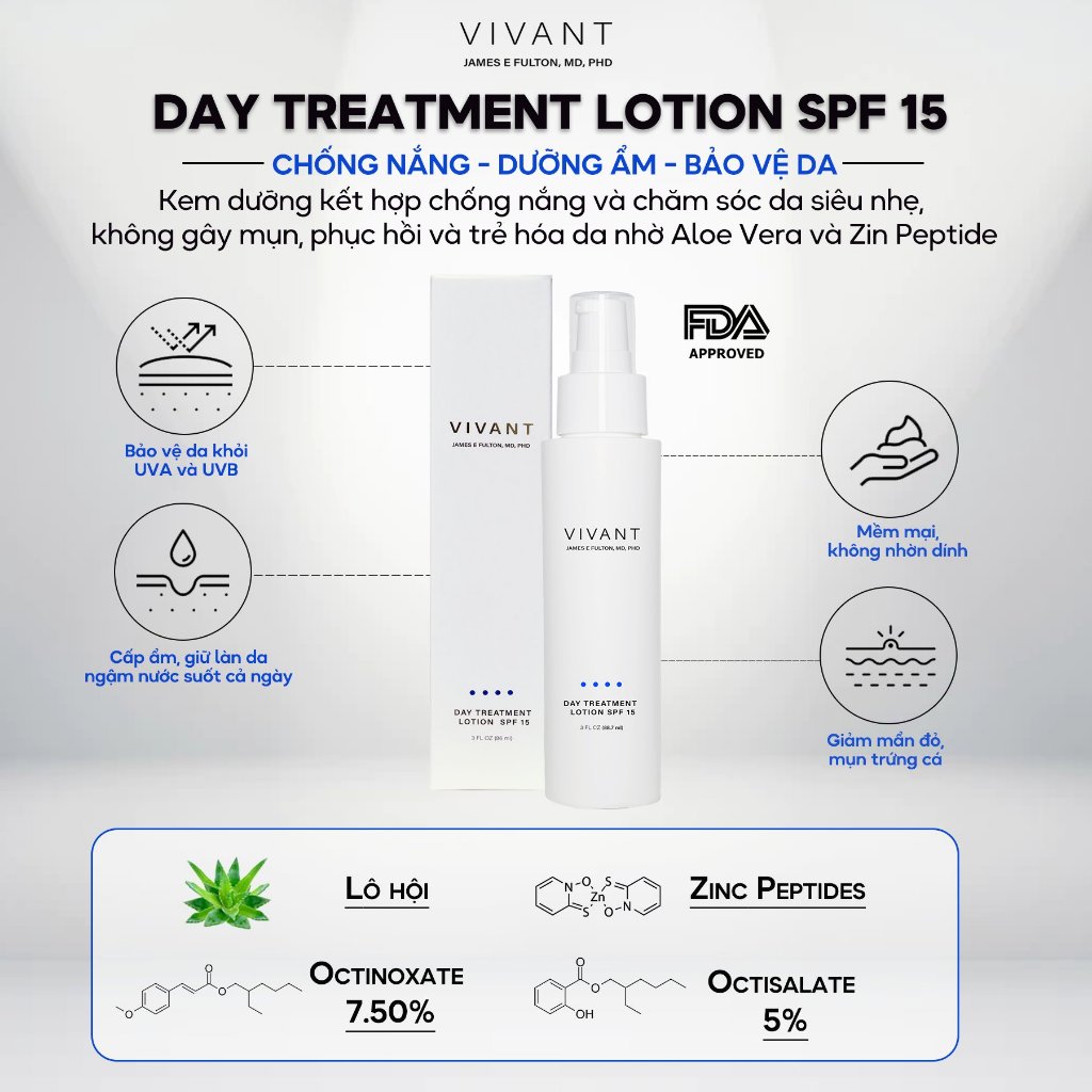 Kem chống nắng Vivant Mineral Sunscreen SPF 30 - Day Treatment Lotion SPF15