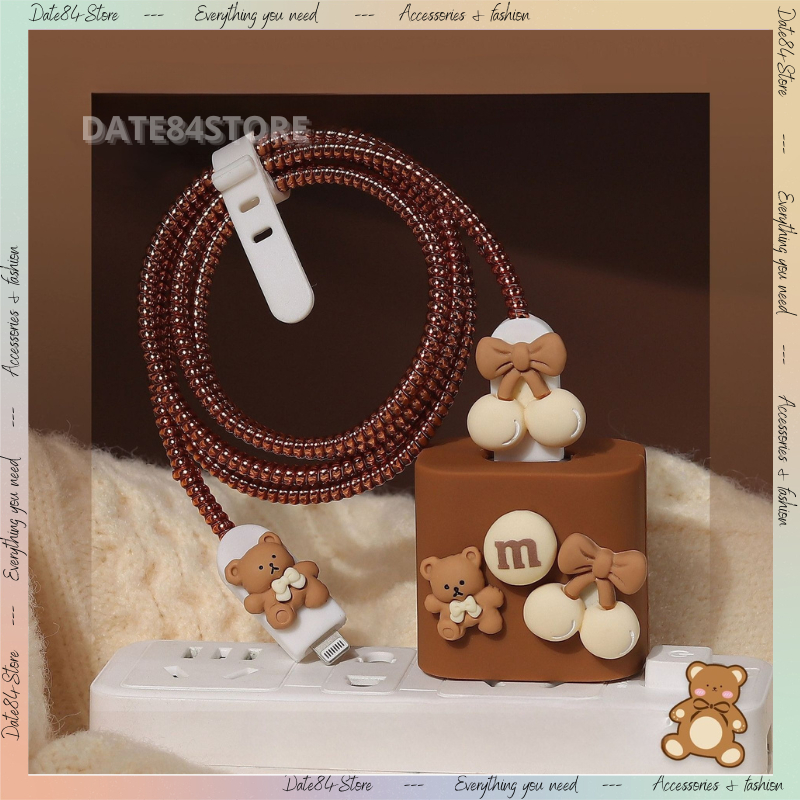 Bộ phụ kiện bảo vệ cáp sạc thiết kế nhân vật hoạt hình dễ thương cho bộ sạc 18W và 20W Date84store