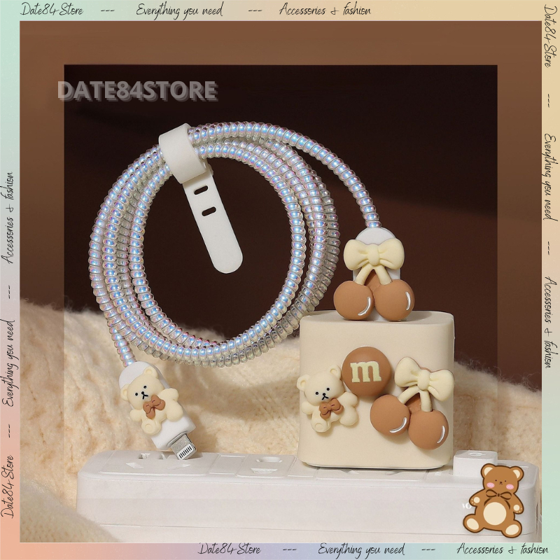 Bộ phụ kiện bảo vệ cáp sạc thiết kế nhân vật hoạt hình dễ thương cho bộ sạc 18W và 20W Date84store