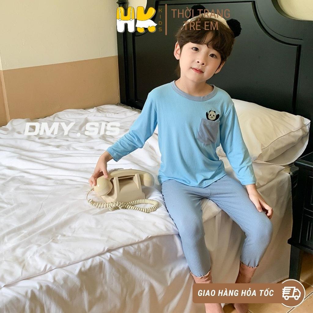 Bộ quần áo dài tay thu đông cho bé HK KIDS, bộ thun mỏng dài tay cho bé mặc mùa thu
