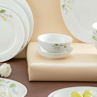 Combo đĩa muỗi tiêu và bát chấm hoa xanh  sứ Long Phương cao cấp