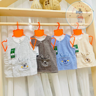 Áo gile Dokma nỉ dày cài chéo cho bé trai bé gái sz 3-18m