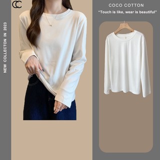 Áo thun phông nữ tay dài form rộng COCOCOTTON cao cấp CC11