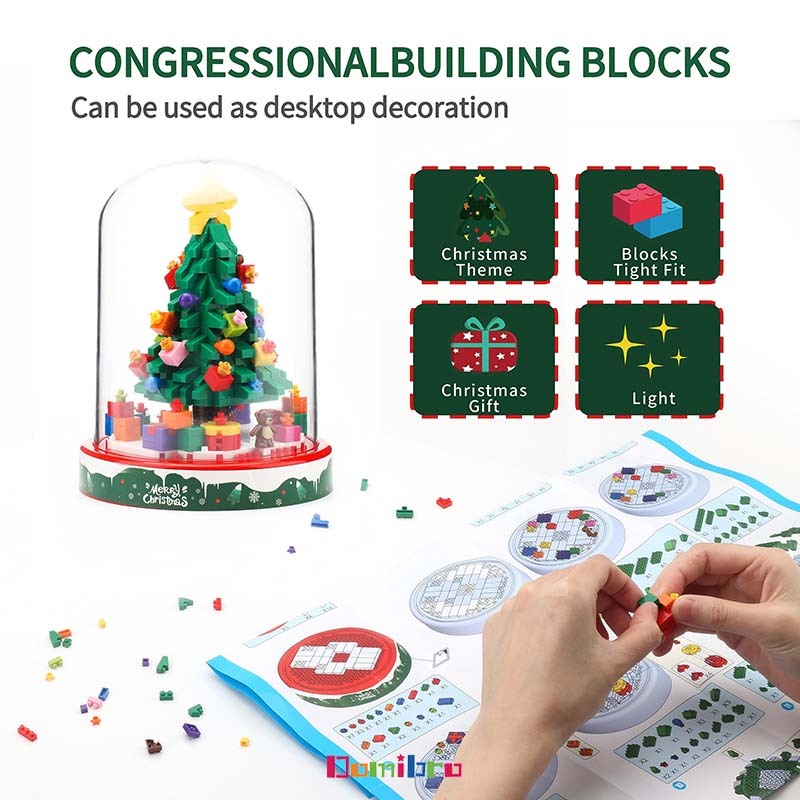 Bộ đồ chơi lắp ráp Lego Cây Giáng sinh Mô hình xếp hình, Quà tặng Giáng sinh, cây Giáng sinh với ánh sáng