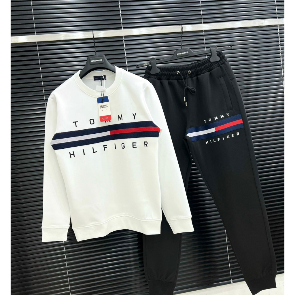 Bộ Thu Đông Tommy Dòng chữ ngang ngực Nam Thu Đông Hot Bộ Tommy Hilfiger dài tay nam chất liệu Nỉ nhung Hottrend