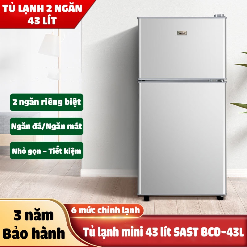 Tủ lạnh mini 43 lít SAST BCD-43L làm đá -đựng mỹ phẩm- làm mát nước uống- bảo quản hoa quả thực phẩm