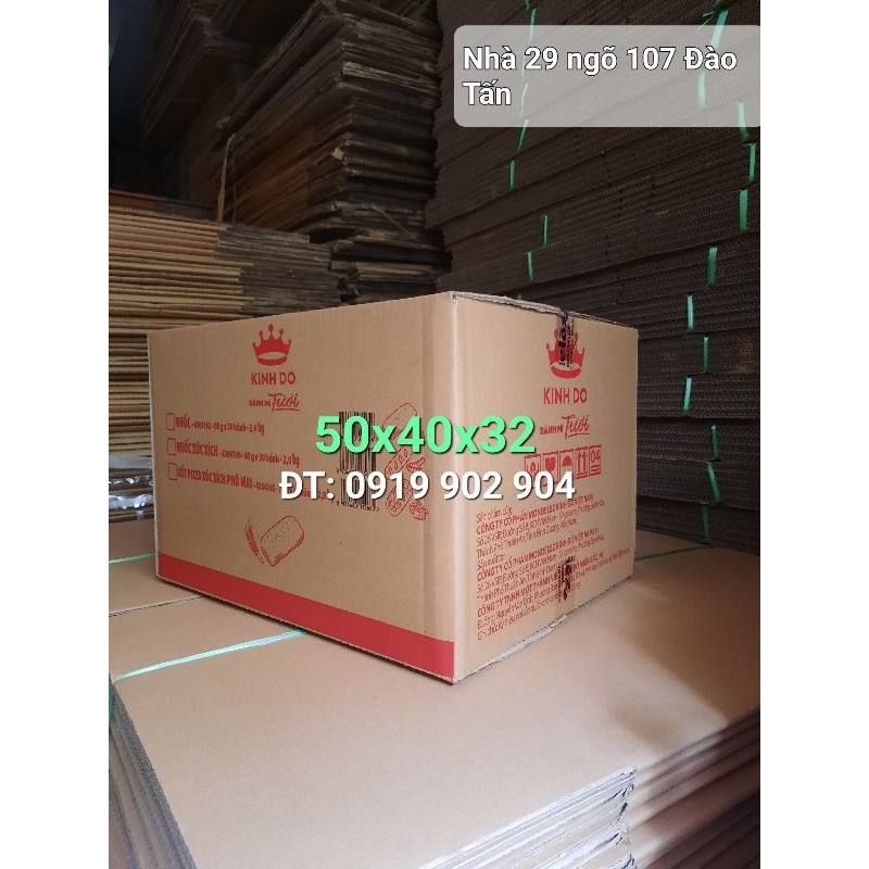 Thùng carton 3 lớp cũ. Dài 50 - Rộng 40 - Cao 32