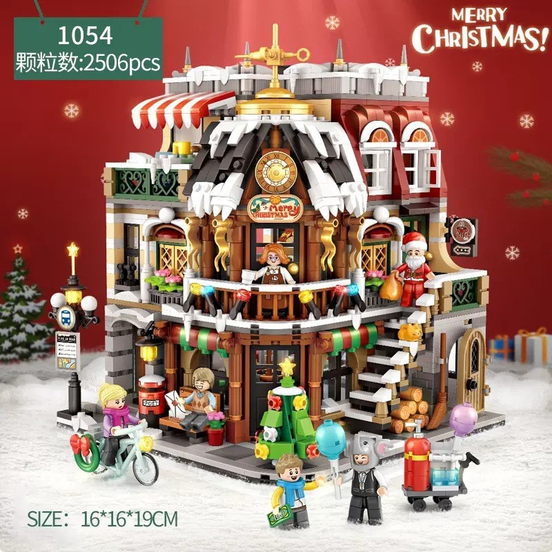 COMBO bộ lắp ráp mô hình nhà giáng sinh Christmas Cafe và nhà tết