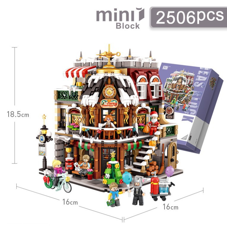 COMBO bộ lắp ráp mô hình nhà giáng sinh Christmas Cafe và nhà tết