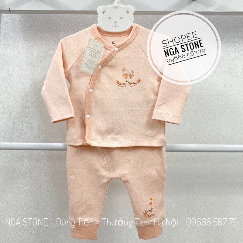 Bộ dài sơ sinh thu đông cho bé trai bé gái hãng moon chất liệu nỉ dày dặn mềm ấm