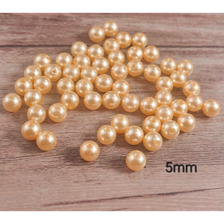 100g hạt nhựa tròn màu cam nhạt 5mm