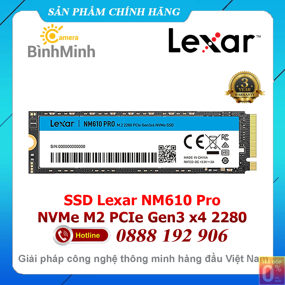 Ổ Cứng SSD 250GB 500GB Lexar NM610 Pro NVMe M2 PCIe Gen3 x4 2280 - LNM610P500G-RNNNG