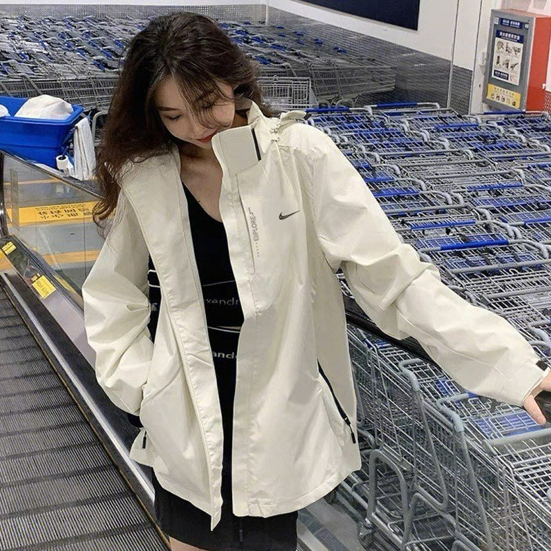 Áo khoác dù nike chính hãng nam nữ chất gió 2 lớp dày dặn có mũ có thể tháo rời form unisex chống gió