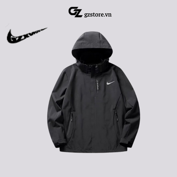 Áo khoác dù nike chính hãng nam nữ chất gió 2 lớp dày dặn có mũ có thể tháo rời form unisex chống gió