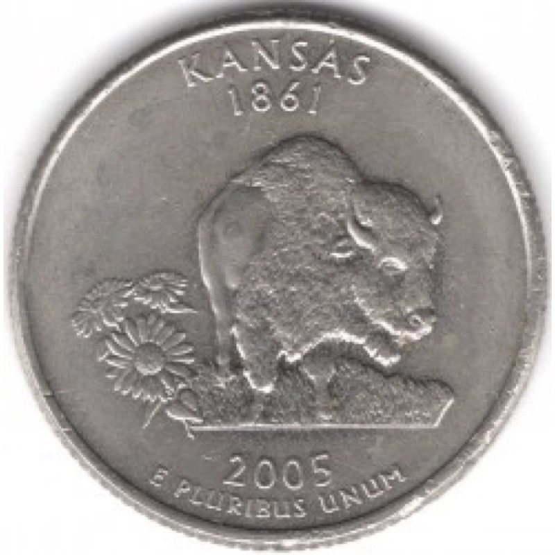 Đồng xu 1/4 dollars của bang Kansas của Mỹ 2005