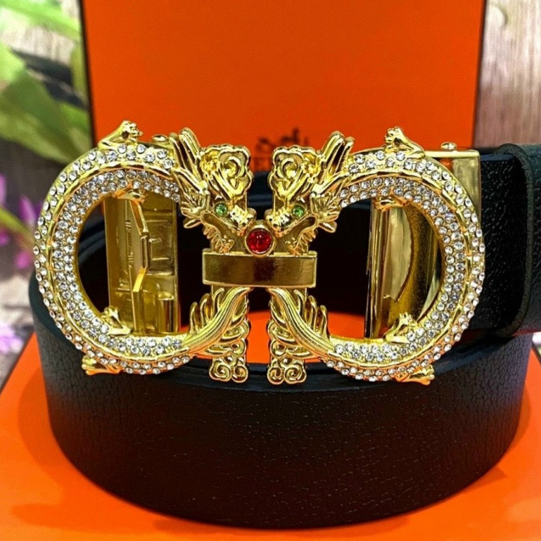 Thắt Lưng nam, Dây Nịt Nam Da Bò Hoạ Tiết Rồng Đính Đá Cao Cấp