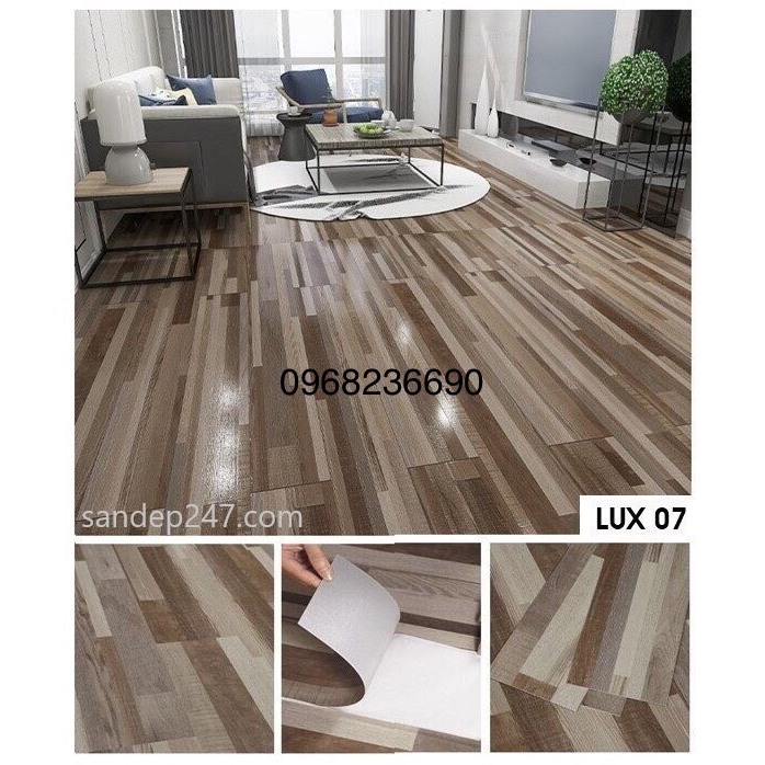 Miễn Phí Vận Chuyển 7 Tấm  Sàn Nhựa Vân Gỗ Keo Dán Sẵn KT 914 x 154 x 2mm